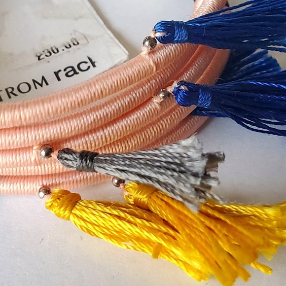 NWT Isabel Marant Women's Tassel Blue White Black Pink Silver Wrap Bracelet - Picture 10 of 11